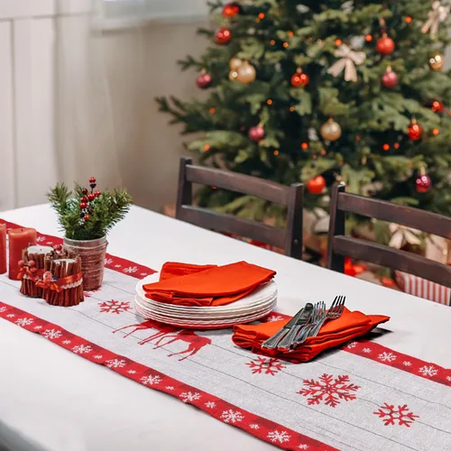 Miniatura 3 de SULOLI Camino de mesa de Navidad de Papá Noel, decoración de mesa de comedor para interiores y exteriores, decoración de fiesta, 13 x 71 pulgadas