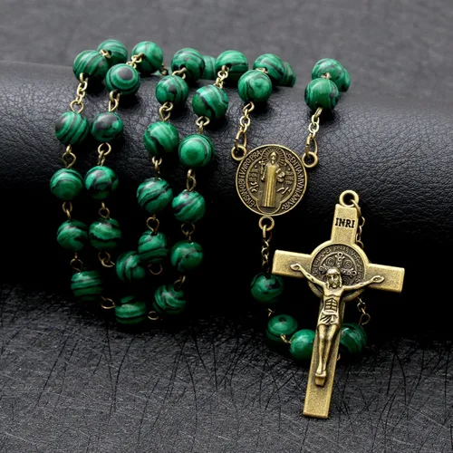 Miniatura 59 de KOMI Rosario de cuentas católicas para mujer, collar de cuentas de rosario con cruz de crucifijo, perlas de cristal, rosario, rosarios, católicos