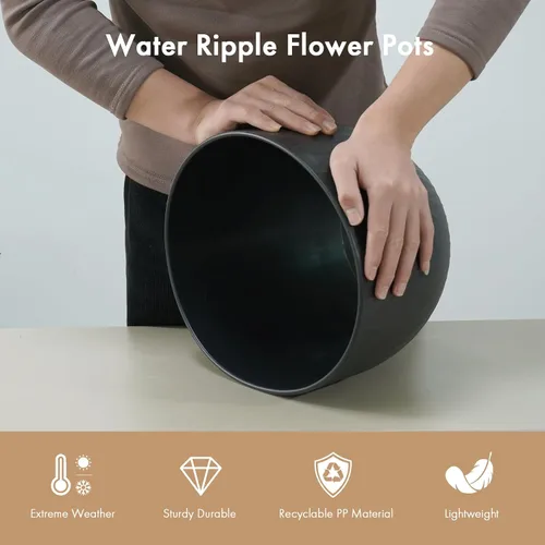 Miniatura 4 de WSMKSZ Macetas Grandes de 12 Pulgadas para Plantas de Interior o Exterior, Macetas de Flores con Amplias Ondas de Agua, con Agujeros de Drenaje