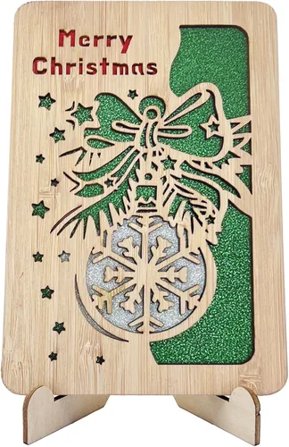 Miniatura 10 de 67 divertidas tarjetas de madera de Navidad, Ho Merry Chaos‑Mas, interior rojo en blanco para mensaje personalizado, regalo para familiares