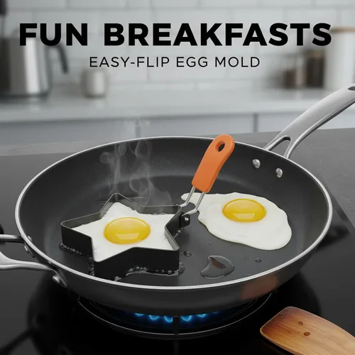 Miniatura 3 de Juego de anillos de huevo para freír huevos y molde de pastel de corazón, anillo de acero inoxidable para sándwiches de desayuno y panqueques