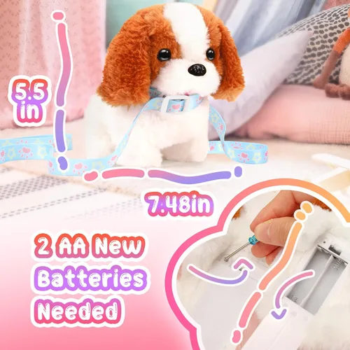 Miniatura 2 de Tagitary Juguetes de Peluche Cachorro Juguete Electrónico Perros que Caminan y Ladran, Movimiento de Cola Perro Falso Juguete Interactivo para Niños