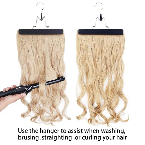 Miniatura 5 de Paquete de 2 soportes para extensiones de cabello, bolsa de almacenamiento de peluca con colgador, extensiones de cabello, paquetes de cola