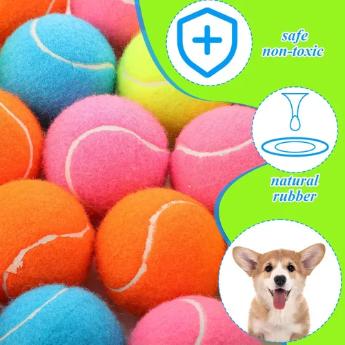 Miniatura 3 de Skylety 40 pelotas de tenis chirriantes de 2.5 pulgadas a granel para perros, pelotas de tenis flotantes, suministros de juego para perros, juguetes