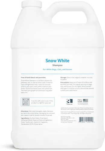 Miniatura 5 de Veterinary Formula Smart Coat Complex - Champú blanco nieve para perros y gatos, 128 onzas líquidas / 1 galón – Elimina suavemente las manchas