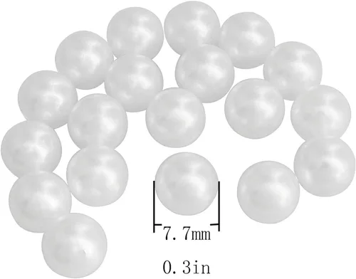 Miniatura 3 de Perlas artificiales 379 piezas de perlas blancas sin perforar de 0.315 pulgadas para rellenos de jarrones, fabricación de joyas, dispersión de mesa