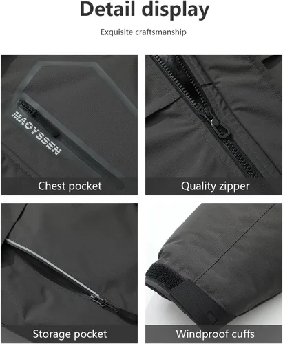 Miniatura 5 de Chaqueta de esquí de invierno impermeable para hombre, chaqueta de snowboard de invierno impermeable con capucha y forro polar resistente al viento