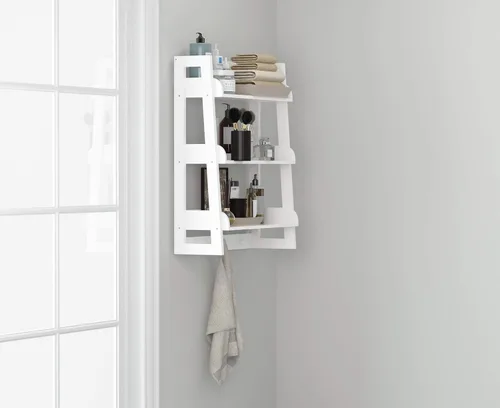 Miniatura 7 de UTEX Estante de pared para baño, organizador de estante de almacenamiento sobre el inodoro, estante de montaje en pared de 3 niveles con gancho