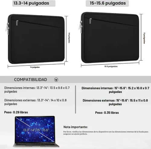 Miniatura 6 de Funda para laptop de 15.6 pulgadas, bolsa protectora para computadora con bolsillo frontal, maletín delgado para 15-16 pulgadas HP, Dell, Lenovo