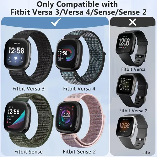 Miniatura 5 de Bcuckood Correa de nailon compatible con Fitbit Sense 2/Fitbit Sense/Fitbit Versa 4/Fitbit Versa 3 Bandas, para mujeres y hombres, correa de nailon
