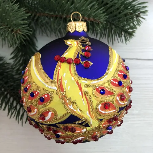 Miniatura 8 de Adornos de Navidad pintados a mano de cristal de 3.94 pulgadas, bola colgante para árbol de Navidad, mini adornos para decoración de Navidad, bola