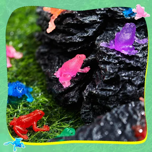 Miniatura 3 de Jenaai Paquete de 24 mini ranas de goma de juguete realistas de ranas de Pascua, figuras de animales de la selva tropical para Pascua, recuerdos