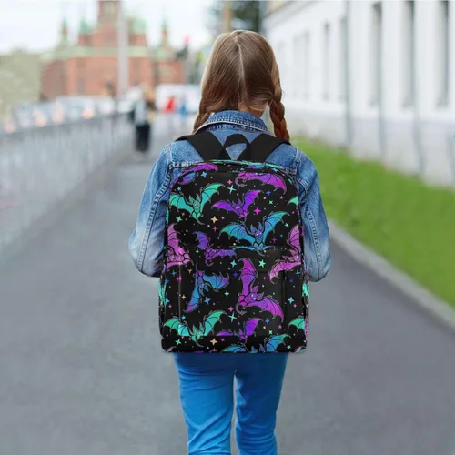 Miniatura 8 de MNSRUU Mochila para estudiantes para la escuela, Halloween, mochila luminosa de murciélagos para laptop, mochila estética para niñas, niños, mochila
