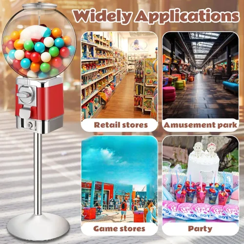 Miniatura 7 de Simgoing Máquina expendedora con soporte de metal, máquinas expendedoras de cápsulas de monedas comerciales, máquina de chicles de centavo