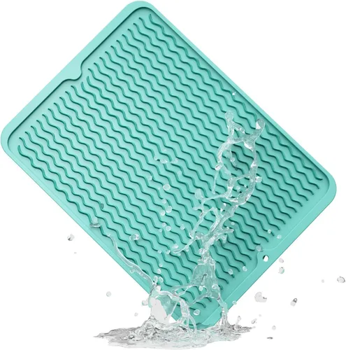 Miniatura 46 de ZLR 2 bandejas de silicona para fregadero (6 x 12 pulgadas/6.024 x 12.008 in) - Soporte estrecho para esponja para encimera de cocina - Tapete Negro