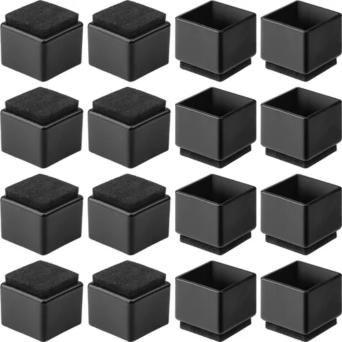 Anwenk Protectores cuadrados de suelo para patas de silla de 1 x 1 pulgada con almohadillas de fieltro de 1 pulgada y 1 pulgada, protectores 16Pack