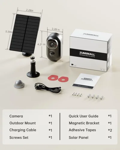 Miniatura 9 de ZUMIMALL Cámaras de seguridad solares inalámbricas para exteriores, cámara para exteriores 2K inalámbrica alimentada por energía solar, cámara