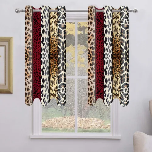 Miniatura 83 de Cortina opaca con estampado de animales salvajes, para oscurecer la habitación, con aislamiento térmico, con ojales para sala, comedor, dormitorio
