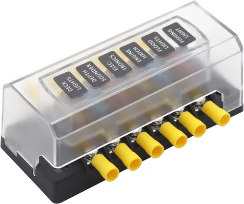Bloque de fusibles de 6 vías automotriz barco marino coche cámper remolque RV autocaravana caja de fusibles de energía solar 12V - 32V indicador LED