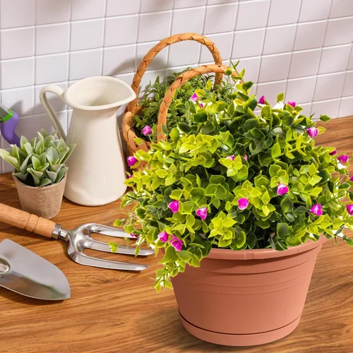Miniatura 6 de 4 Piezas Macetas Colgantes para Plantas de Interior, 10" Macetas Grandes de Plástico Colgantes con Bandejas de Drenaje y Soporte de Cadena