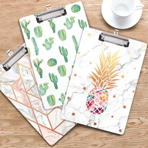 Miniatura 7 de Portapapeles de oficina con clip de perfil bajo para estudiantes, aula, escuela y oficina, decorativo de WAVEYU Cute, Hardboard, Low Profile Clip