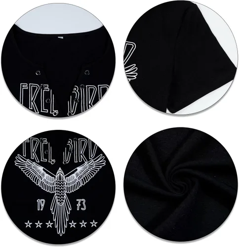 Miniatura 6 de Camiseta vintage de banda de rock para mujer, camisa retro de pájaro, camisetas gráficas de águila, camisa de música retro, camisetas casuales