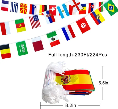 Miniatura 2 de KERDA Banderas internacionales del mundo de 224 países, decoración para juegos olímpicos, escuela, bares, eventos deportivos, gran apertura, 8.2 x