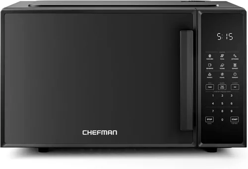 Horno microondas para encimera Chefman de 0.9 pies cúbicos, 900 vatios con 10 niveles de potencia, 6 ajustes de cocción con cocción exprés de un