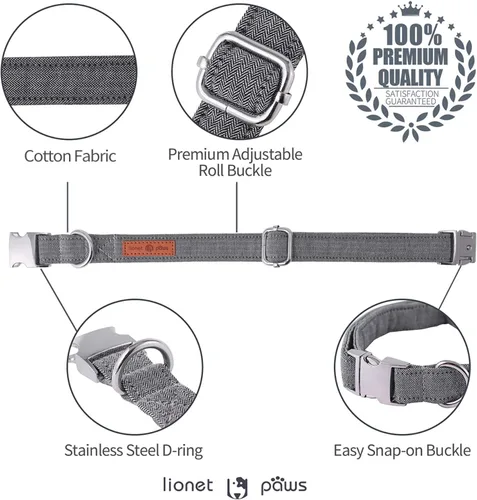 Miniatura 2 de Lionet Paws Collar de perro con corbatín, duradero, ajustable y cómodo para perros pequeños, cachorros y gatos, cuello de 10 a 16 pulgadas