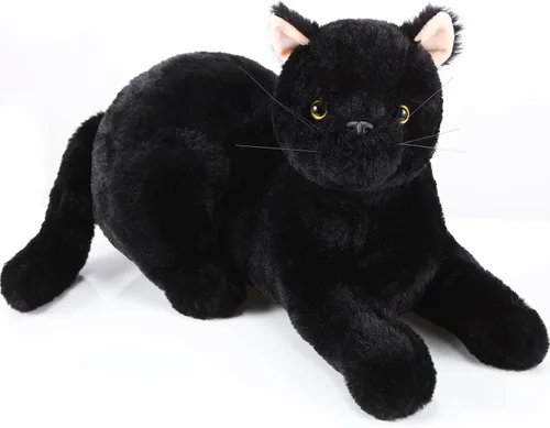 Sosation - Peluche de gato de 16 pulgadas, juguete de gato negro realista de felpa suave, almohada de peluche linda, regalos lindos para niños,