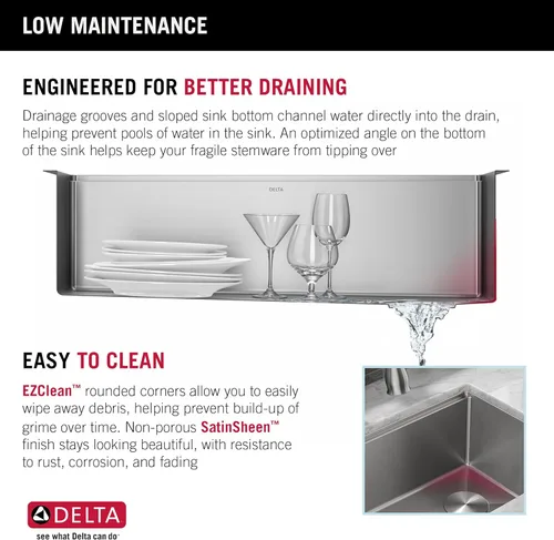 Miniatura 15 de DELTA FAUCET 95B932-32S-SS Lorelai - Lavabo de cocina Lorelai para estación de trabajo, de acero inoxidable, montaje bajo encimera, tarja única