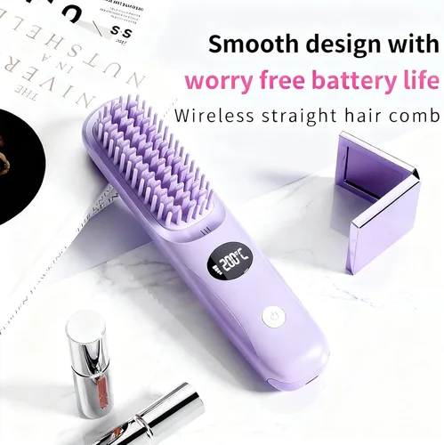 Miniatura 6 de Go Brush Pro 2026 Cepillo alisador de cabello inalámbrico, mini alisador de viaje de calor rápido de 30 segundos con 3 ajustes de temperatura