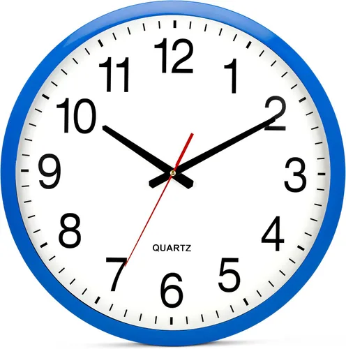 Miniatura 10 de Bernhard Products - Reloj de cuarzo de pared rojo, silencioso, sin tictac, 12 pulgadas, a pila, redondo, fácil de leer