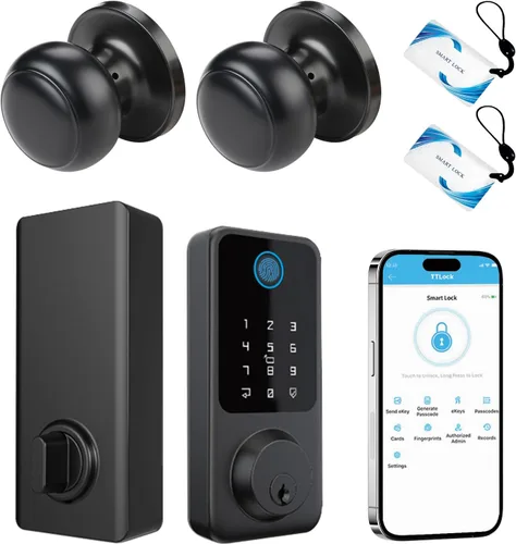Miniatura 10 de Cerradura de entrada sin llave para puerta delantera, cerradura de puerta de huellas dactilares con teclado de pantalla táctil, cerrojo electrónico
