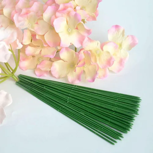 Miniatura 6 de 100 piezas de tallo floral de plástico de 7.87 pulgadas/7.9 in, varillas de flores artificiales, accesorios para hacer alambre, manualidades, ramo