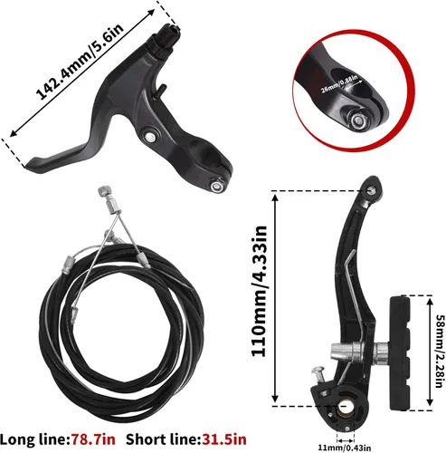 Miniatura 2 de Gashwer Juego completo de frenos de bicicleta, freno universal delantero y trasero de bicicleta MTB, kit de palanca de cables de pinzas interiores
