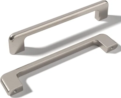 Paquete de 1 unidad de níquel cepillado con agujero central de 5 pulgadas | Manijas de metal sólido para gabinetes de baño y decoración del hogar |