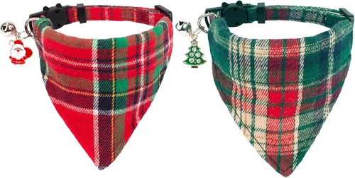 Miniatura 7 de ADOGGYGO Collares de gato con bandera americana separables con bandana extraíble, collar de bandana ajustable del 4 de julio para gatos y gatitos