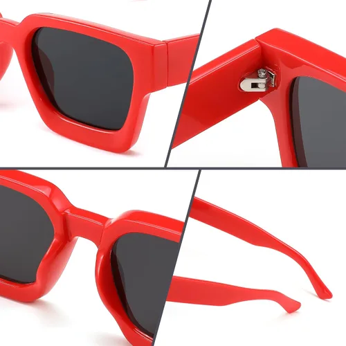 Miniatura 99 de FEISEDY Gafas de sol cuadradas retro de los años 90 para mujeres y hombres, gafas de sol rectangulares gruesas de moda con protección UV400 B2385