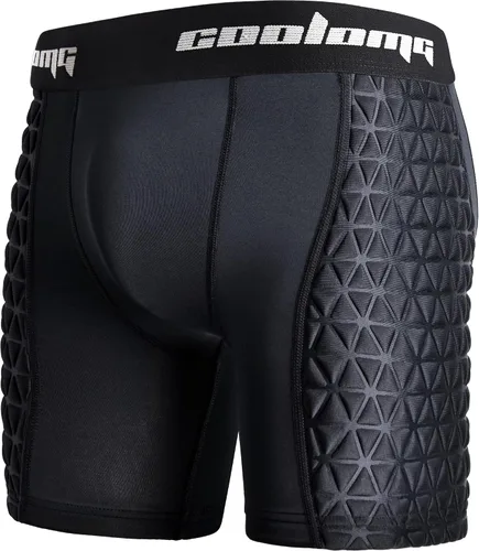 COOLOMG Pantalones cortos de béisbol acolchados para hombre y adulto con bolsillo para tazas para sóftbol, fútbol, hockey Negro
