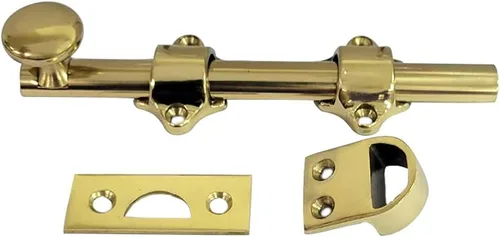Miniatura 33 de QCAA Perno de puerta holandés de latón macizo, 36 ", latón pulido lacado, 1 paquete, hecho en Taiwán 35.8 in - Latón pulido lacado