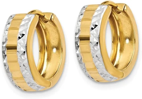 Miniatura 2 de Aretes de aro con bisagras de oro de dos tonos amarillo y blanco de 14 quilates (0.394 in x 0.197 in), Oro blanco