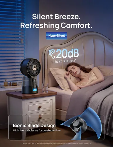 Miniatura 5 de DREO TurboCool Ventilador de nebulización 516, oscilación omnidireccional de 150°+30°, ventilador de enfriamiento de escritorio de caída de 5 ℉