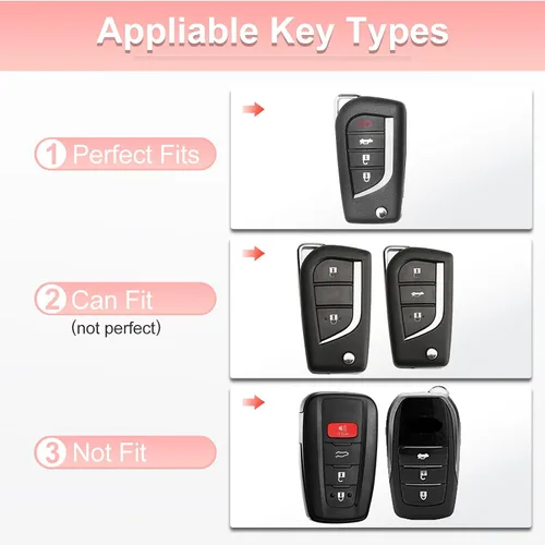Miniatura 2 de Pangpai Funda de llavero rosa para Toyota, funda de TPU suave con llavero brillante para Toyota Fortuner Tundra Camry RAV4 Highlander Corolla Smart