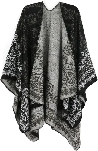 Miniatura 80 de Poncho chal para mujer, suéteres suaves y cálidos para mujer, parte delantera abierta, poncho de viaje para otoño, invierno y primavera