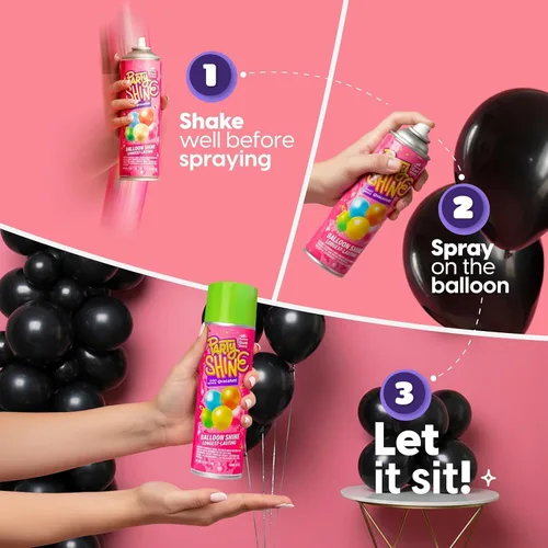 Miniatura 6 de Party Shine - Aerosol de silicona para globos de látex, aroma dulce de chicle, impermeable, fórmula antideslizante, brillo de globo, perfecto