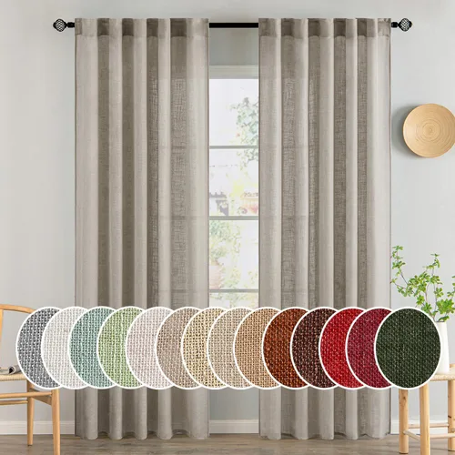 Miniatura 105 de MIULEE Cortinas de lino blanco de 108 pulgadas de largo para dormitorio, sala de estar, cortinas de ventana con textura de lino suave y grueso, Lino