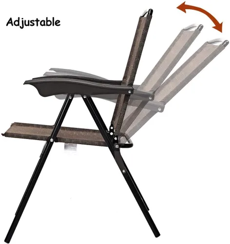 Miniatura 6 de Giantex Juego de 4 sillas de comedor para patio, sillas plegables para exteriores, sillas ajustables con apoyabrazos, sillas de patio portátiles