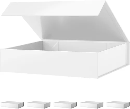 Miniatura 16 de PACKHOME Caja de regalo de 11.5 x 8 x 2.5 pulgadas, caja resistente para camisas con tapa magnética para múltiples ocasiones (negro brillante)