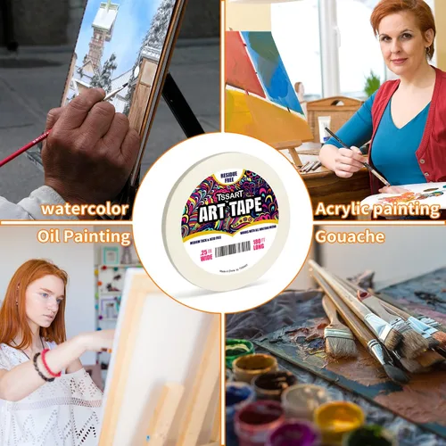 Miniatura 7 de Cinta adhesiva blanca para arte de tacto medio - Cinta adhesiva de artistas para dibujo de arte, pintura de acuarela, enmarcado de lienzo - Libre